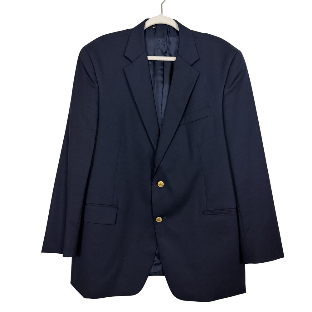 Brooks Brothers 346 Blazer Mens Sz 44R Navy Wool Gold Button Sport Coat Jacket